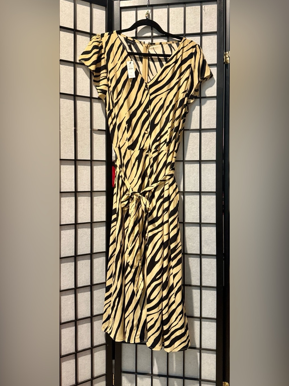 Talbots Black and Tan Zebra-Stripe Dress-